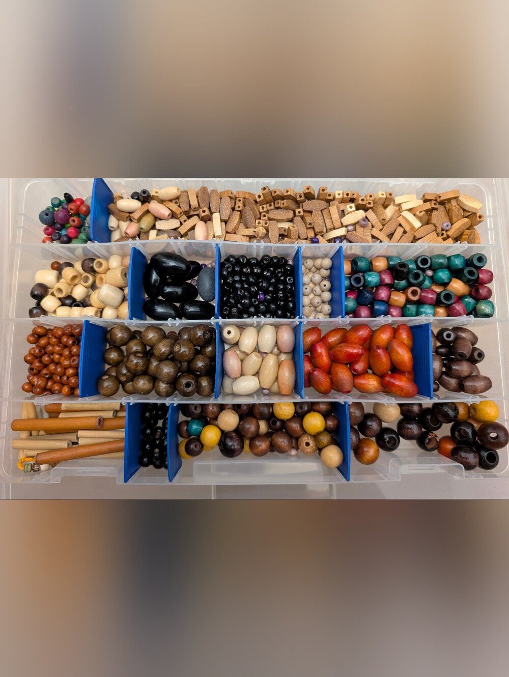 Bulk Organized Mixed Shaped Wooden Craft Bead Section Destash Lot